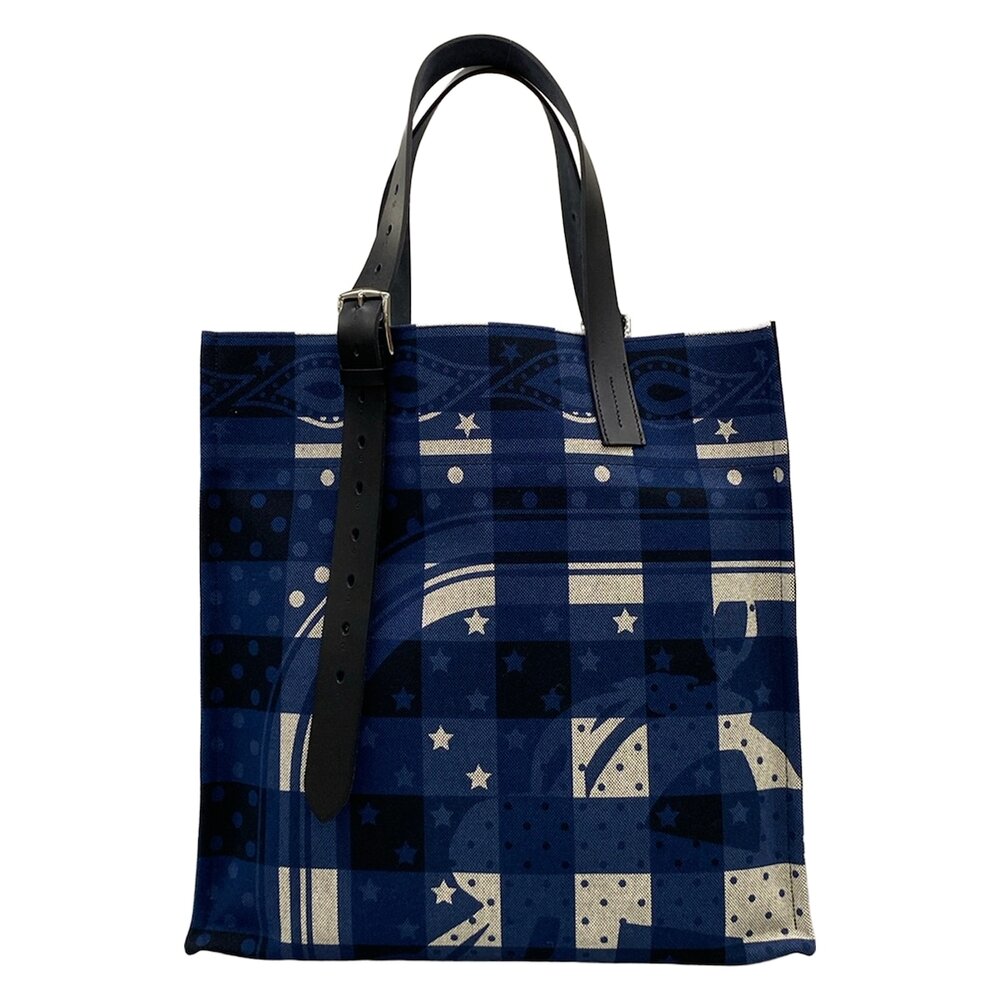 Hermès Etriviere Shopping Tote Bag Blue Abysse White Black Twirl ash prim